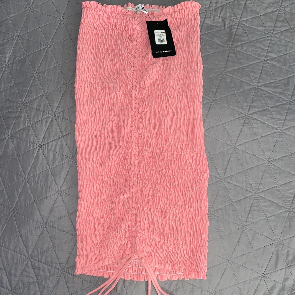 pink ruffle string dress